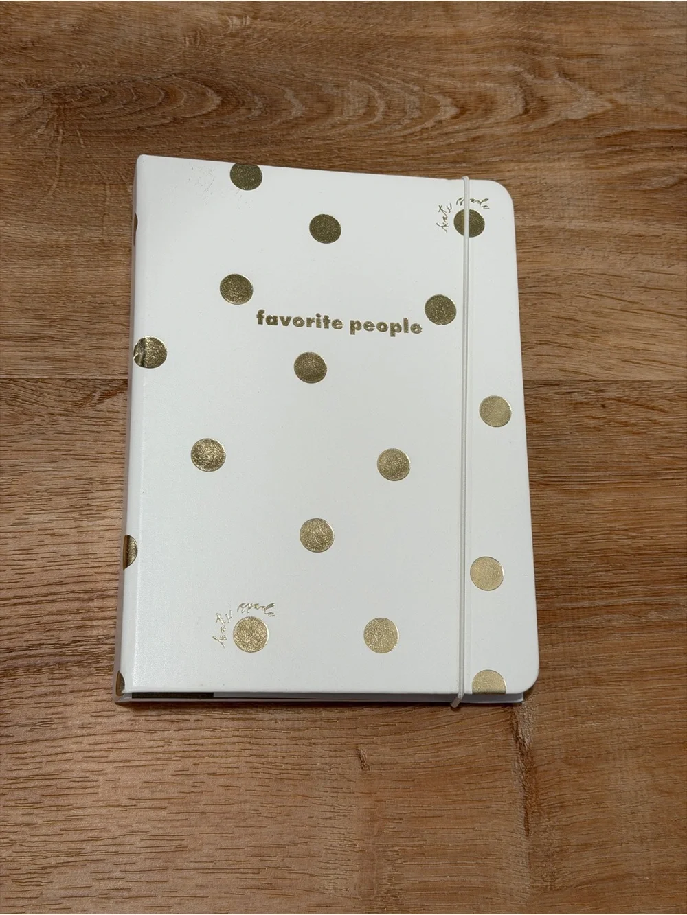 kate spade White & Gold Polka Dot Contact Book with Elastic Closure